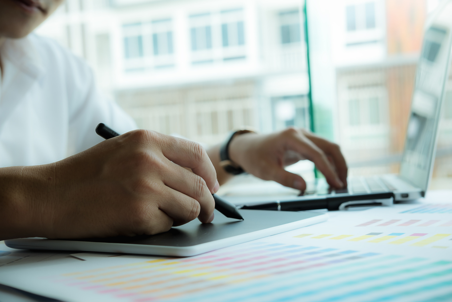 Person Drawing on a Tablet Closeup